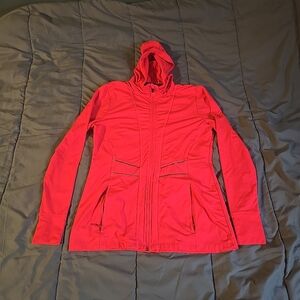 Nylon athletic jacket, hind hooded